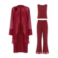 thumbnail image 6 of inlzdz Womens Chiffon Pant Suits 3 Piece Mother of The Bride Wedding Outfit Evening Cocktail Party Suit 04 Burgundy L, 6 of 7