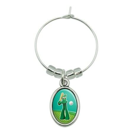 

Baseball Player Gumby Wine Glass Oval Charm Drink Marker