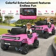 thumbnail image 4 of Funcid 24V Ride on Toys with Remote Control, 2 XL 21.7'' Seater Ride on Truck Car, 2WD/4WD 800W Electric Car for Kids w/ Bluetooth, Bright LED Lights, MP3, Spring Suspension, Pink, 4 of 7