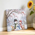 thumbnail image 3 of Canvas Wall Art, Snowman Framed Canvas Prints for Bathroom Kitchen, Christmas Tree Branches Xmas Red Birds Berries Forest Gallery Wrapped Wall Decor for Home Office, Gifts, 10"x10" Ship Next Day, 3 of 9