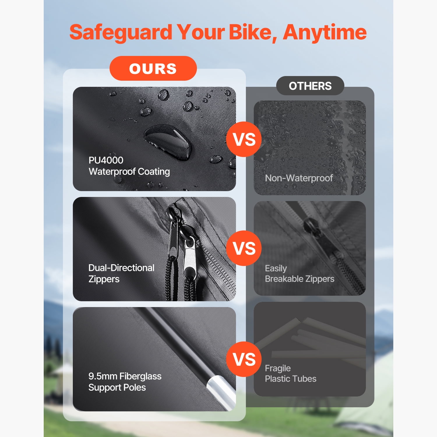 KFFKFF Outdoor Bicycle Shelter, Accommodates 1-2 Bikes, Spacious Bikes Tent with Ventilation Window, Water-Resistant Design Featuring Durable Fiberglass and Double Zippers