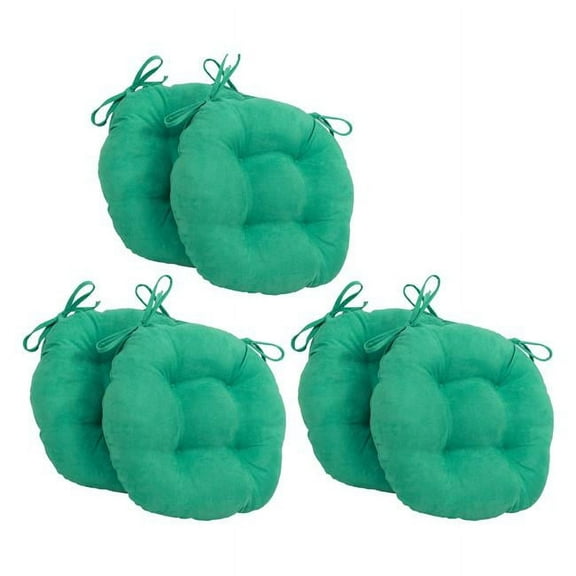 Blazing Needles 916X16RD-T-6CH-MS-EM 16 in. Solid Microsuede Round Tufted Chair Cushions, Emerald - Set of 6