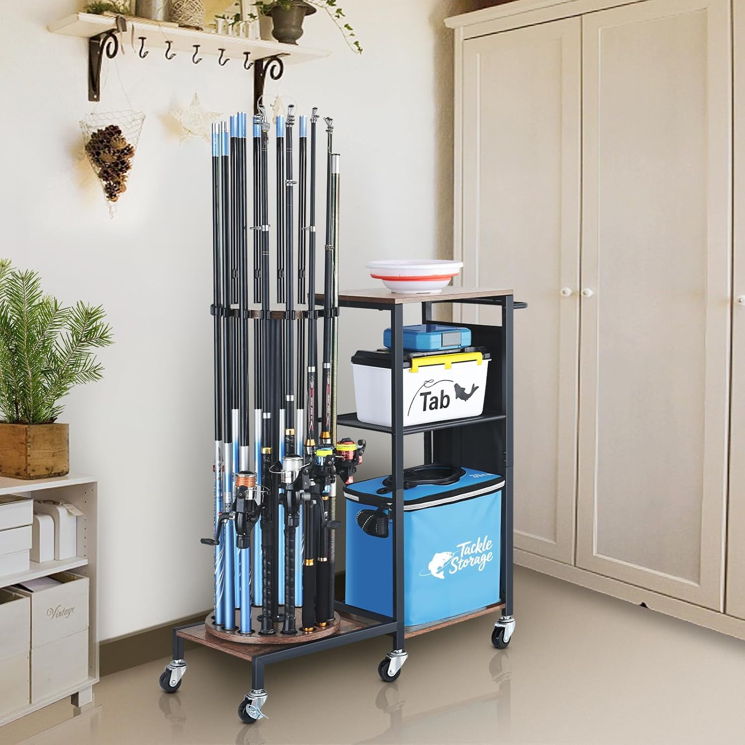 Wakeman Fishing Rod Rack - Aluminum Freestanding Floor Storage, Organizer  Stand for Home or Garage, Fits 24 Freshwater or Saltwater Rods - Walmart.com