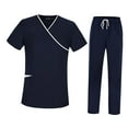 thumbnail image 1 of Ensemble de Sarraus pour Femmes Confortable à Manches Courtes Uniforme d'Infirmière Haut et Bas 2TG, 1 of 9