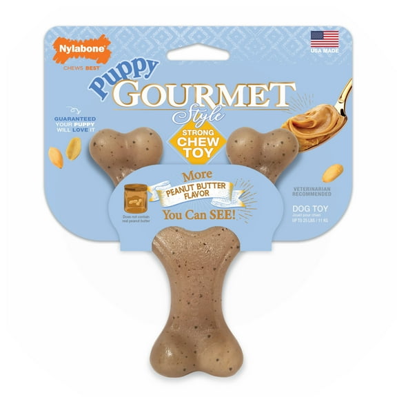 Nylabone Strong Chew Gourmet Style Wishbone Puppy Chew Toy Peanut Butter Small (1 Count)