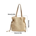 thumbnail image 4 of Yoetaun Large Capacity Cotton Woven Shoulder Bag for Women Drawstring Bucket Bags Straw Handbag with Comfortable Strap Beige, 4 of 8