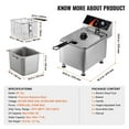 thumbnail image 6 of KFFKFF 1750W Electric Fryer for Commercial Use, Countertop Design with Basket, 12Qt Capacity, Adjustable Feet, Stainless Steel, Temperature Control, Safety Overheat Protection, 6 of 9