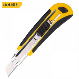 Retractable Utility Knife, Box Cutter, 12 Blades, Premium Rubbered Handle,  Wide Razor, Smooth Mechanism, Office and Home use, for Cartons/ Rope/Cable