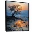 thumbnail image 2 of Designart "Sunset By The Lavender Lagoon II" Palms & Palm Trees Floater Framed Wall Art Living Room, 2 of 5
