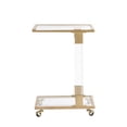thumbnail image 2 of Tcbosik C-Shape Side Table with Lockable Wheels and Glass Top, Acrylic End Table with Metal Frame, Snack Table for Small Space, Living Room, Bedroom, Golden, 2 of 9