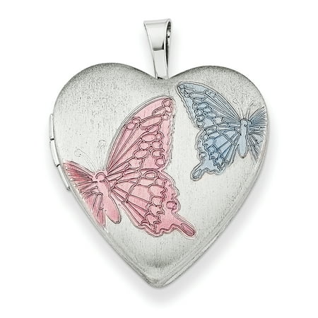 Enamel Sterling Silver Charm - 925 Sterling Silver 20mm Enameled Butterflies Heart Photo Pendant Charm Locket Chain Necklace That Holds Pictures W/chain Gifts For Women For Her