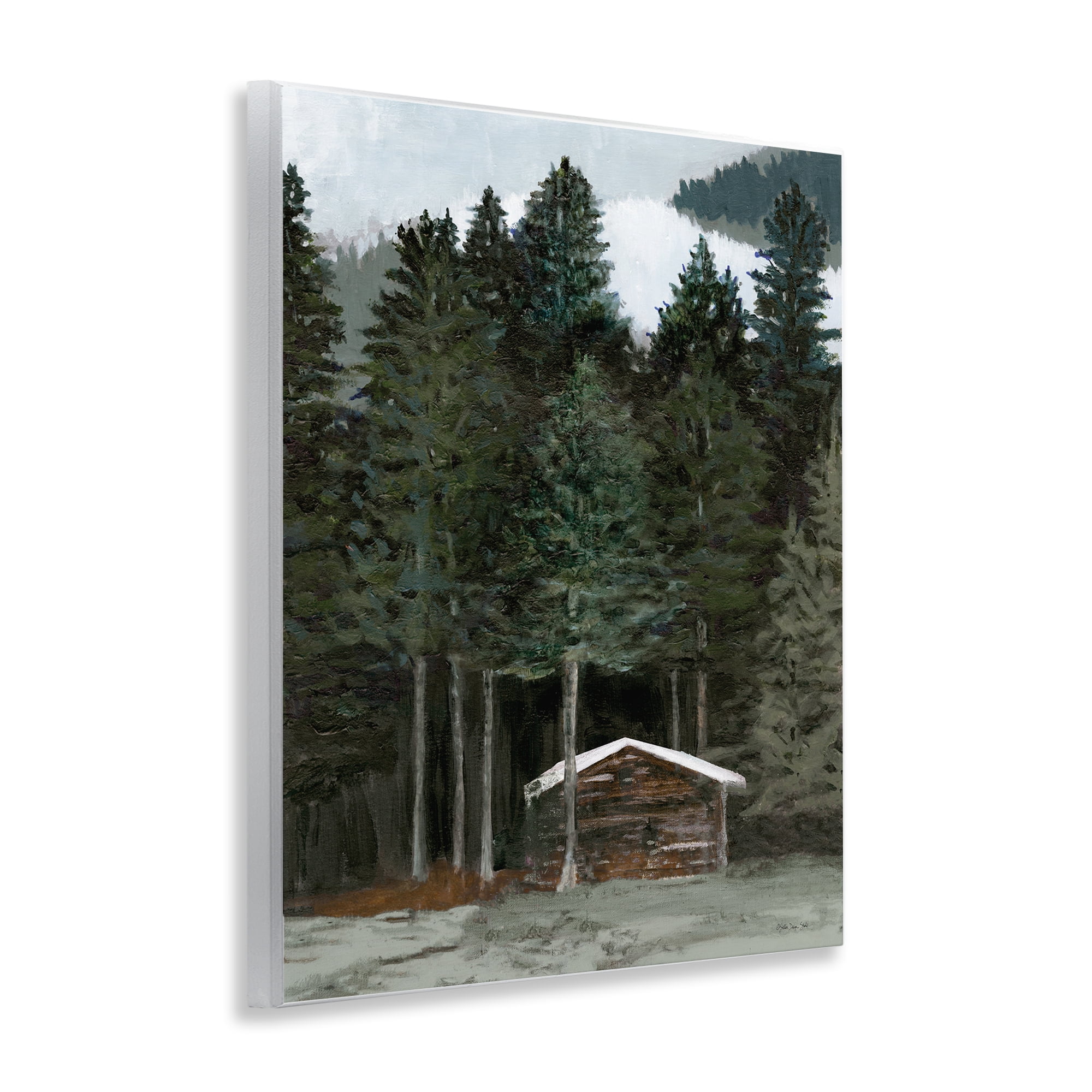 Stupell Industries Log Cabin Forest Thicket Landscape & Nature Painting Unframed Art Print Wall Art, 11 x 14