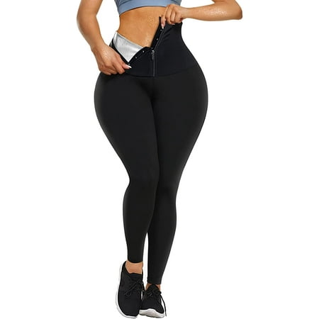 

Junlan Women Sweat Sauna Pants High Waist Heat Trapping Workout Trousers Waist Trainer Leggings for Weight Loss Fitness(Black Large)