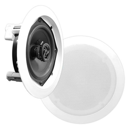 Wall Mounted Computer Speakers PYLE PDIC51RD - In-Wall / In-Ceiling Dual 5.25-inch Speaker System, 2-Way, Flush Mount, White ()
