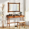 thumbnail image 4 of Costway 40 x 28.5 Inch Shatterproof Wall Mirror with Acacia Wood Frame & Vintage Rivet Design, 4 of 10