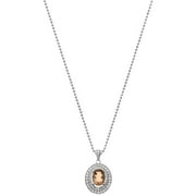 5th & Main Platinum-Plated Sterling Silver Oval-Cut Citrine Pave CZ Pendant Necklace