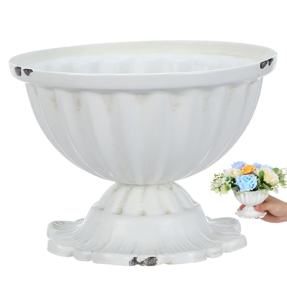 COMPUKAS White Iron Flower Vase Home Decoration for Wedding Table and Centerpiece