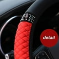 thumbnail image 6 of Universal Car Steering Wheel Cover 37-38cm Leather Embroidered Color Diamond-Studded Elastic Four Seasons Steering Wheel Cover Pink, 6 of 6