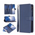 thumbnail image 5 of Dteck for Apple iPhone 14 Plus Magnetic Wallet Case, RFID Blocking Wallet Case for Women and Men with 9 Credit Card Holder Zipper Handbag Pocket PU Leather Protective Cover Case, blue, 5 of 5