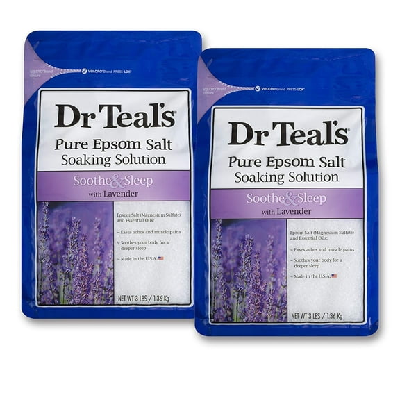 Dr Teal's Pure Epsom Salt Soaking Solution, Lavender, 3 lbs (2 pack) (Bundle)