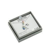 Brilliance Fine Womens Sterling Silver Unicorn Pendant Necklace with Multi-Color Crystals, 18 Inch Chain