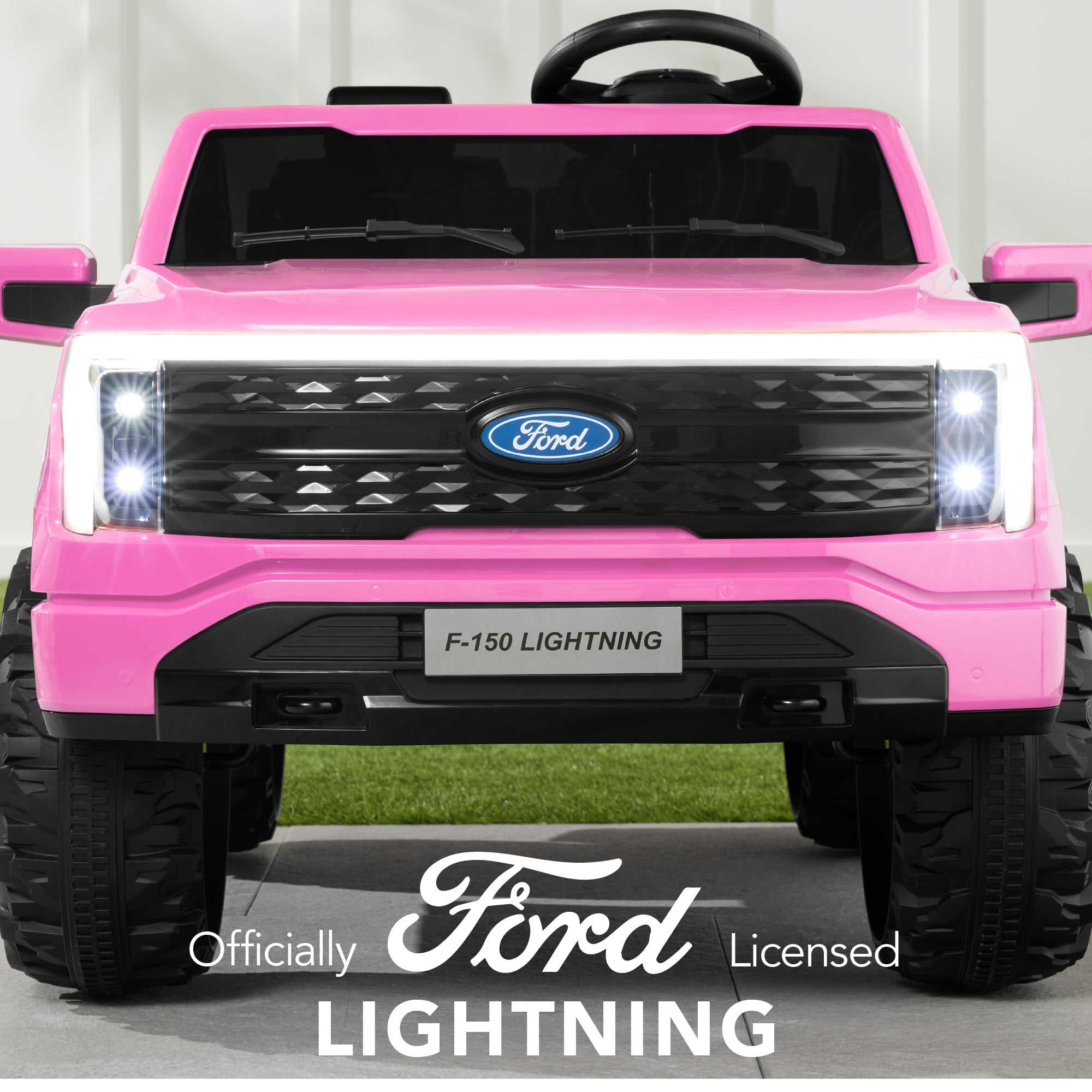 Best Choice Products Kids 24V Ride On Truck Officially Licensed Ford Lightning w/ Remote, LED Lights, 2 Speeds - Pink