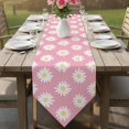 thumbnail image 6 of White Pink Daisy Table Runner Linen Burlap Table Runner 72 Inches Long Spring Summer Floral Botanical Dresser Scarves for Kitchen Island Coffee Dining Room Party Wedding Banquet Holiday Decor 14"x72", 6 of 8