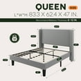 thumbnail image 3 of Einfach Queen Luxury Channel-Tufted Corduroy Velvet Platform Bed Frame with Wingback Headboard, Light Grey, 3 of 10
