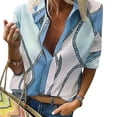 thumbnail image 2 of Jumpingount Blusa Escote en V Camisa suelta Estampado Manga larga Blusa de trabajo Top de mujer Prendas para la parte del cuerpo Azul 4XL Jumpingount AP002016-39, 2 of 4
