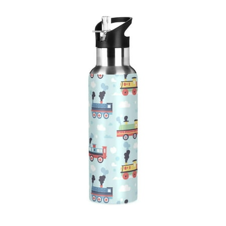 

Yayeee 33oz Double Wall Stainless Steel Water Bottle with Flip Straw Colorful Trains