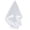 thumbnail image 1 of FELTECHELECTR Velo de novia largo de encaje, gasa, lentejuelas, encaje blanco, accesorios de boda (blanco puro), 1 of 6