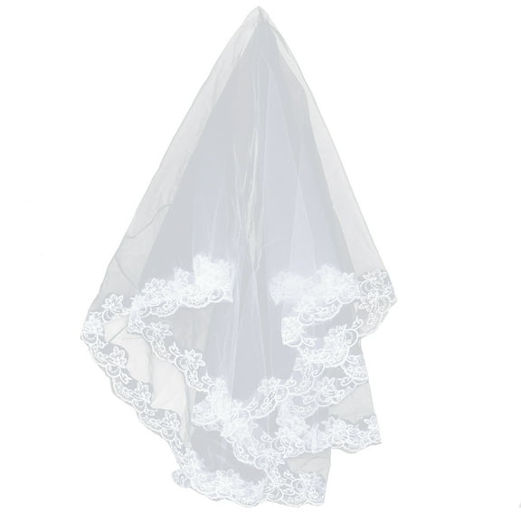 New Long Lace Wedding Veil with Gauze Sequins for Bride 1 Set White Dress Accessories Pure White