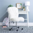 thumbnail image 2 of Linon Cami Faux Fur Upholstered Armless Office Task Chair in White, 2 of 15