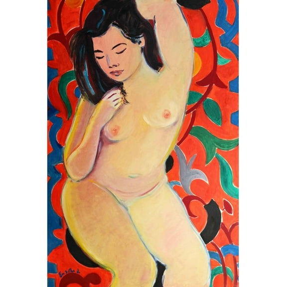 Marmont Hill "Figure on Tapestry" by Wayne Ensrud Painting Print on Wrapped Canvas