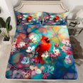 thumbnail image 2 of Feelyou Kawaii Boho Bird Twin Sheet Sets, Retro Blossoms Flower Twin Fitted Sheet, Teens Boys Girls Kids Flat Sheet, Microfiber Bedroom Decor, 3pcs, 2 of 7