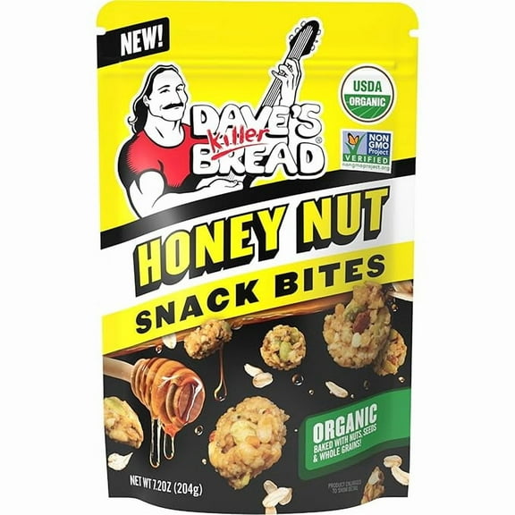 Dave's Killer Bread Honey Nut Organic Snack Bites, Honey Organic Snacks, 7.2 oz ( Pack of 2 )