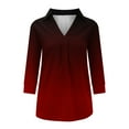 thumbnail image 5 of IROINNID Women's Long Sleeve V-Neck Shirts Cool Shirts for Women Leisure V-Neck Three Quarter 3/4 Sleeve T Shirt Autumn Printing Blouse Tops Sweatshirt,Red, 5 of 6