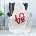 thumbnail image 4 of Love Soft Flannel Fleece Throw Blanket, Valentines Day Design Romance Themed Vintage Wedding Inspirations Typographic Retro, Cozy Plush for Indoor and Outdoor Use, 50" x 70", Red White, by Ambesonne, 4 of 5