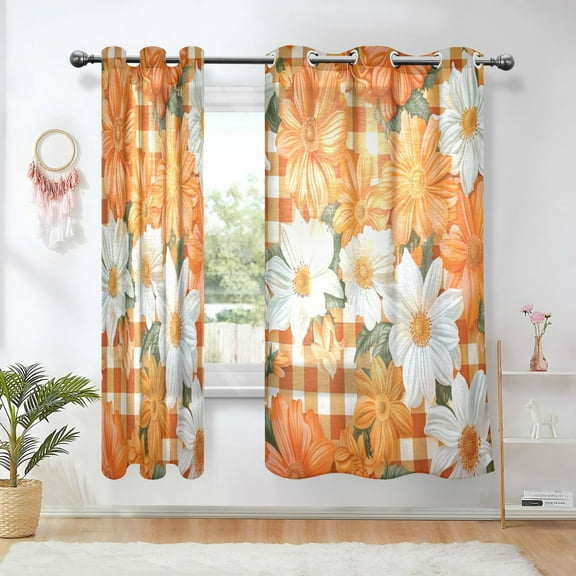 Yayeee Window Curtains Set of 2 for Living Room Light Filtering 63"x42", Sunny Floral