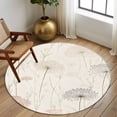 thumbnail image 3 of Dandelion Retro Leaves Round Area Rug 5 FT, Non Slip Bedroom Rugs, Farmhouse Botanical Watercolor Washable Soft Circular Carpet Non-Shedding Floor Mat for Kitchen Dining Room Foyer Balcony Dorm, 3 of 8