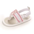 thumbnail image 5 of Floleo Unisex Baby Striped Thong Sandals Infant Soft Non-Slip Sole Shoes Adjustable Ankle Strap Pre-Walkers Summer Casual Newborn Footwear(White,6-9Months), 5 of 9