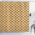 thumbnail image 1 of Earth Tones Shower Curtain, Fleur de Lis Classic Victorian Feminine Retro Spiral Cross Floral Swirl, Fabric Bathroom Set with Hooks, 69W X 84L Inches Extra Long, Beige Pale Caramel, by Ambesonne, 1 of 3
