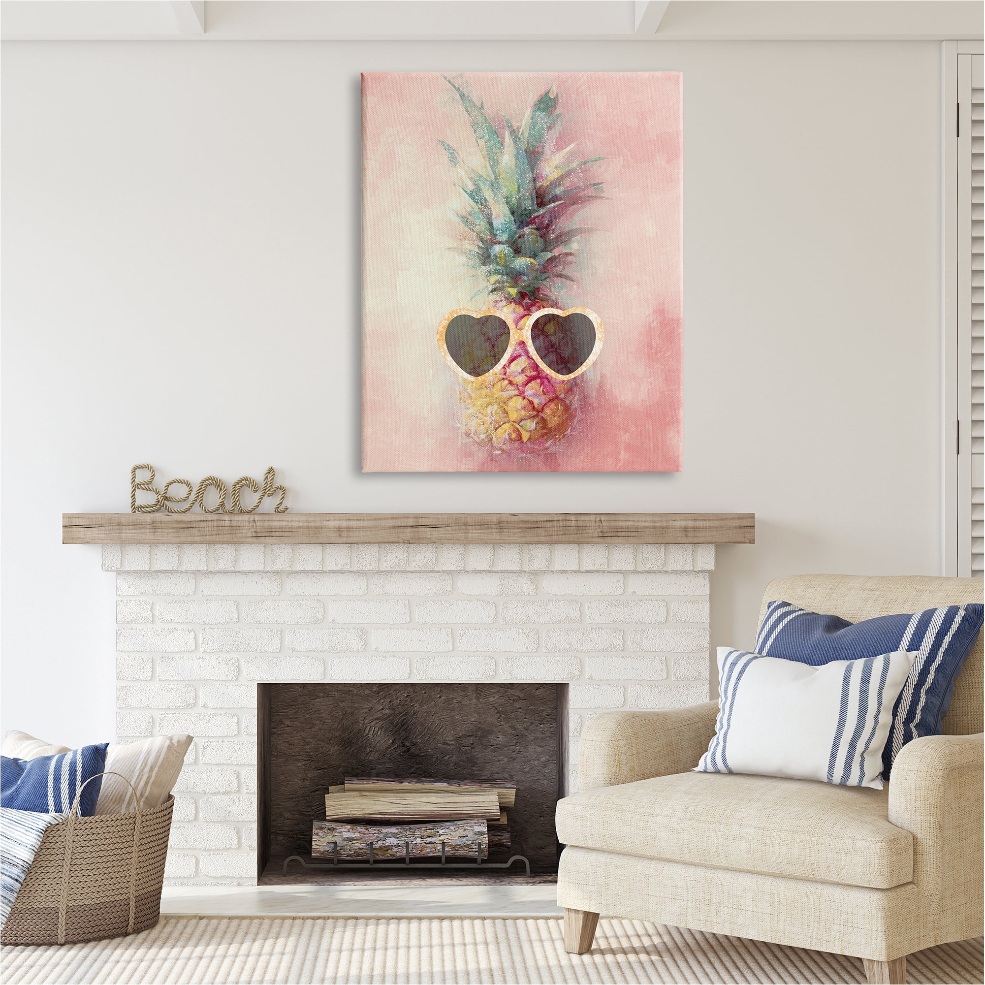 Stupell Industries Glam Pineapple & Sunglasses Food & Beverage Painting Gallery Wrapped Canvas Art Print Wall Art, 36 x 48