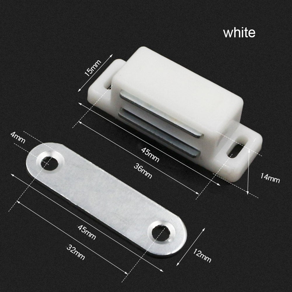 4X Magnetic Catch Cupboard Door Latch White Cabinet Catch Magnet with Screws