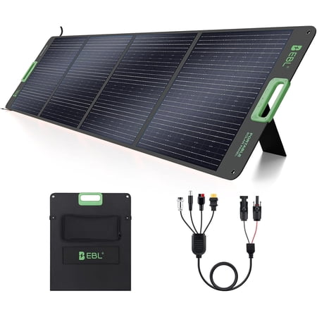 EBL 200W Portable Solar Panel for Power Station, High Efficiency IP65 Waterproof Foldable Solar Charger with MC-4 Anderson Output Connector for RV, Camping, Blackout