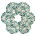 thumbnail image 2 of Haosy Set of 6 Drink Woven Coaster with Holder Heat Resistant Non-Slip Bar Coasters 4 Inches Cute Adorable Daisies and Leaves, 2 of 7