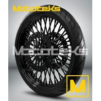 21X3.5 52 Fat Spoke Wheel for Harley Touring Bagger fits 2008-ABOVE Models (NO/ABS) (ALL BLACK & BLACK Wall Tire)