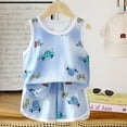thumbnail image 2 of FAOWME Child Toddler Kids Baby Boys Girls Sleeveless Cartoon Cartoon Prints Vest T Shirt Tops Shorts 2Pcs Sets Summer Tracksuit Outfits Clothes Sets Versatile O-Neck Dailywear, 2 of 3