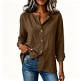 thumbnail image 6 of NominalSnugCotton Linen Button down Shirts for Women Dressy Casual V Neck Long Sleeve Lightweight Work Blouses Shirts, 6 of 8