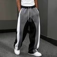 thumbnail image 2 of GERsome Men's Sweatpants Loose Fit Drawstring Waist Wide Leg Color Block Athletic Pants with Pockets, 2 of 5